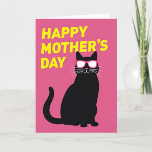Tarjeta del Día de la Madre de Gata Fucsia
