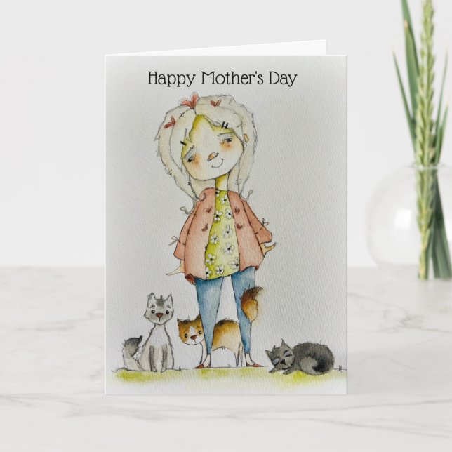Tarjeta del día de la madre de gato (Anverso)
