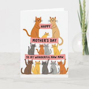 Tarjeta del Día de la Madre de Gatos Alegres