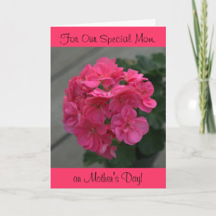 Tarjeta del Día de la Madre de geranio rosa para n