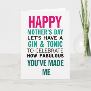 Tarjeta del Día de la Madre de Gin Tonic Azul