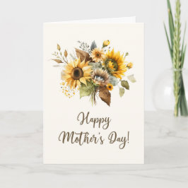 Tarjeta del Día de la Madre de girasoles en acuare