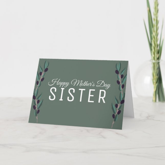 Tarjeta del Día de la Madre de hermana con vid de  (Anverso)