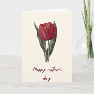Tarjeta del Día de la Madre de hermoso tulipán roj