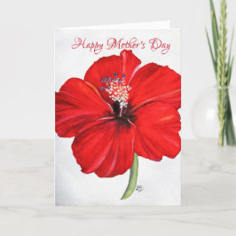 Tarjeta del Día de la Madre de Hibiscus Rojo