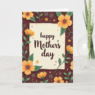 Tarjeta del Día de la Madre de Ilustración Floral