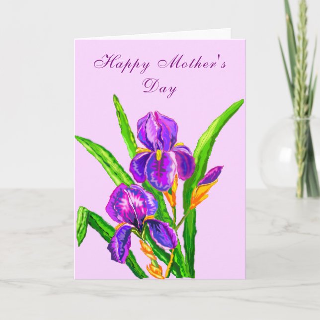 Tarjeta del Día de la Madre de Iris Flowers (Anverso)