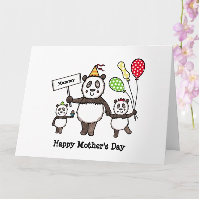Tarjeta del Día de la Madre de la Fiesta de Panda  (Orquídea)