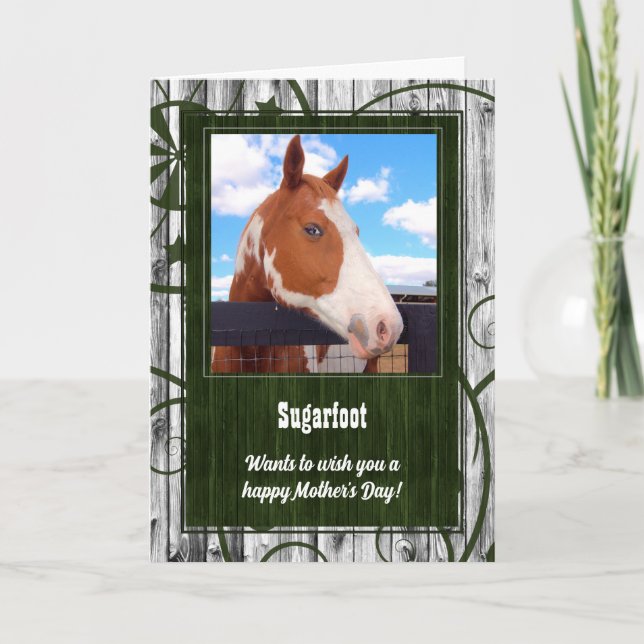 Tarjeta del día de la madre de la foto del caballo (Anverso)