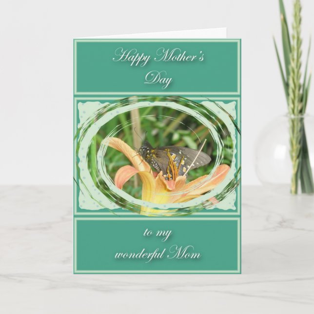 Tarjeta del día de la madre de la mariposa de cola (Anverso)