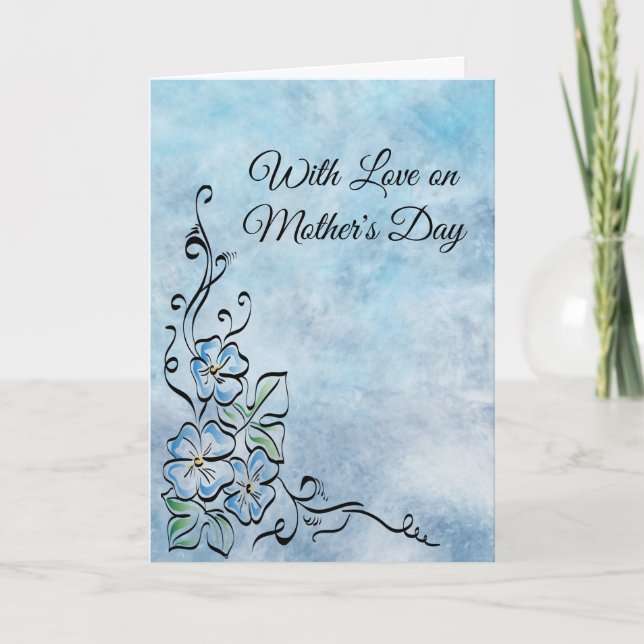 Tarjeta del día de la madre de las flores azules (Anverso)