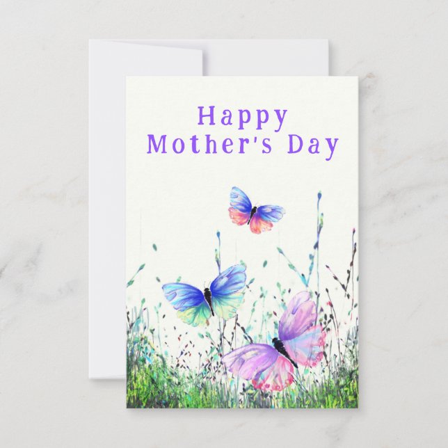 Tarjeta del día de la madre de las mariposas volad (Anverso)