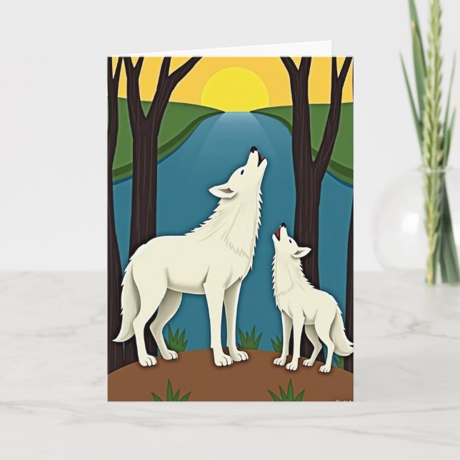 Tarjeta del Día de la Madre de Lobos Blancos (Anverso)