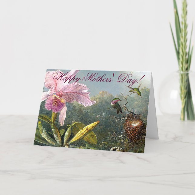 Tarjeta del Día de la Madre de los colibríes de la (Anverso)