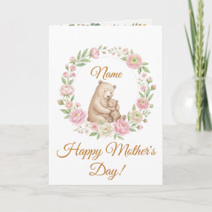 Tarjeta del Día de la Madre de madre y cría de oso