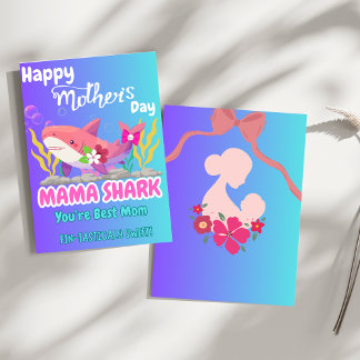 Tarjeta del Día de la Madre de Mama Tiburón - Fin-
