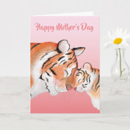Tarjeta del Día de la Madre de mamá y bebé tigre l
