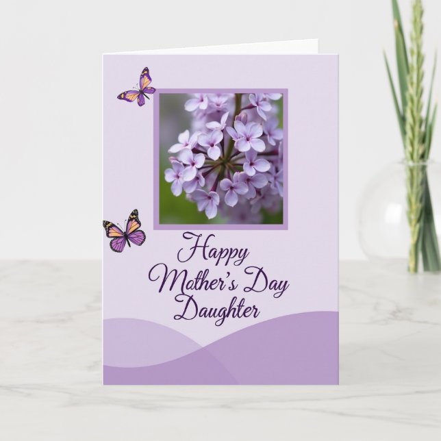 Tarjeta del Día de la Madre de Mariposa Morada (Anverso)