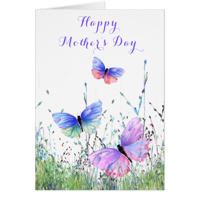 Tarjeta del día de la madre de mariposa - Personal (Frente)