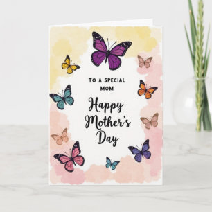 Tarjeta del Día de la Madre de Mariposa Violeta