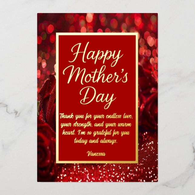 Tarjeta del día de la madre de moda | Flores rojas (Anverso)