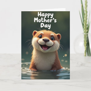 Tarjeta del Día de la Madre de Nutria Alegre