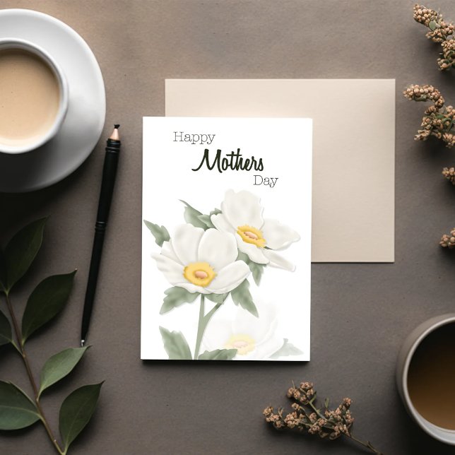 Tarjeta del Día de la Madre de Peral Quiet (Soft dogwood blooms with a calm, minimal design. A gentle Mother’s Day card for the best mom.)