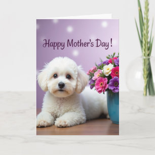 Tarjeta del Día de la Madre de Perrito Esponjoso
