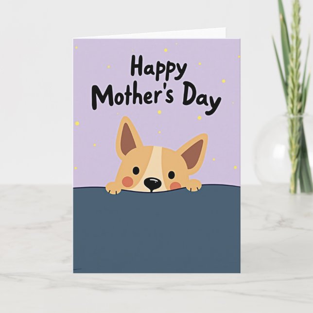 Tarjeta del día de la madre de perro lindo mate (Anverso)
