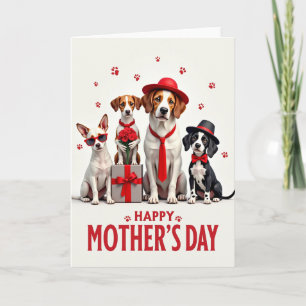Tarjeta del Día de la Madre de Perros Carmesí
