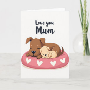Tarjeta del Día de la Madre de Perros Dormidos