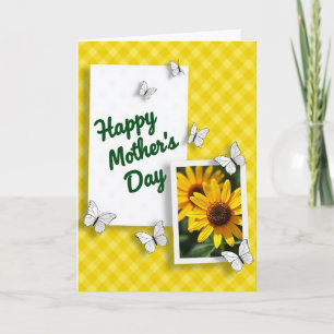 Tarjeta del Día de la Madre de primavera a cuadros