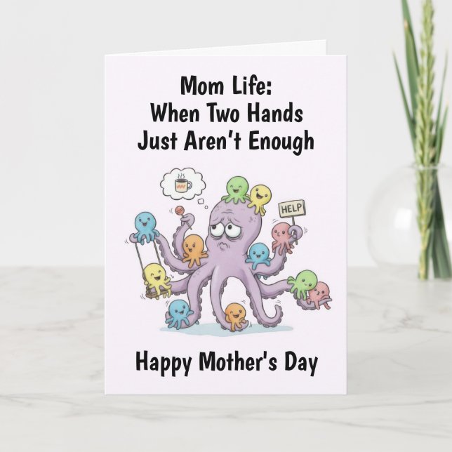 Tarjeta del Día de la Madre de Pulpo (Anverso)