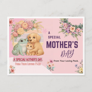 Tarjeta del Día de la Madre de Rana Perro Gato Lin