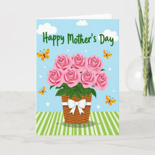 Tarjeta del Día de la Madre de Rosas Rayadas