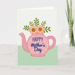 Tarjeta del Día de la Madre de Tetera Floral