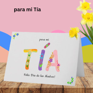 Tarjeta del día de la madre de Tía española tía Fl