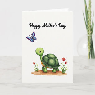 Tarjeta del Día de la Madre de Tortuga Acuarela