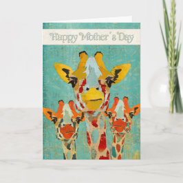 Tarjeta del día de la madre de tres jirafas de pei