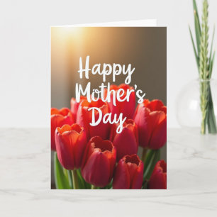 Tarjeta del Día de la Madre de Tulipanes Rojos