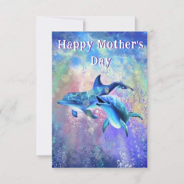 Tarjeta del día de la madre de un delfín de pareja (Anverso)