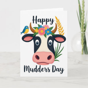 Tarjeta del Día de la Madre de Vaca Floral