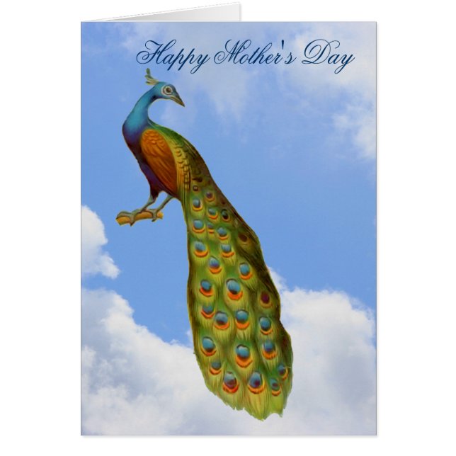 Tarjeta del Día de la Madre del Arte del Peacock (Frente)