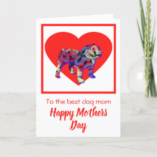 Tarjeta del día de la madre del Bulldog rojo inglé