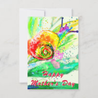 Tarjeta del día de la madre del caracol acuarela