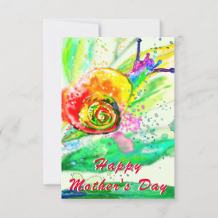 Tarjeta del día de la madre del caracol acuarela