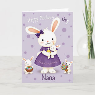 Tarjeta del Día de la Madre del Conejo Lavanda