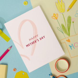 Tarjeta del día de la madre del corazón rosado