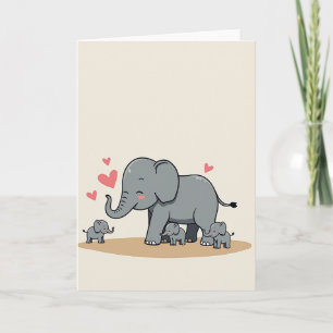 Tarjeta del Día de la Madre del Elefante Amoroso