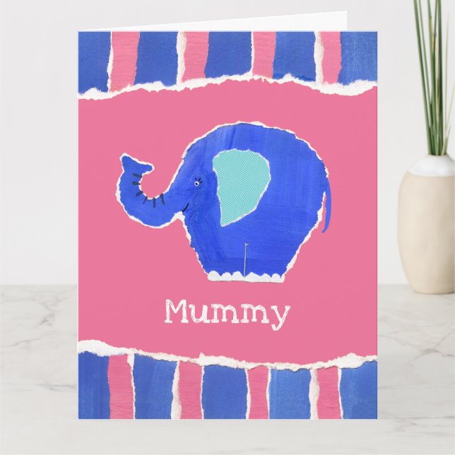 Tarjeta del Día de la Madre del elefante lindo per (Anverso)